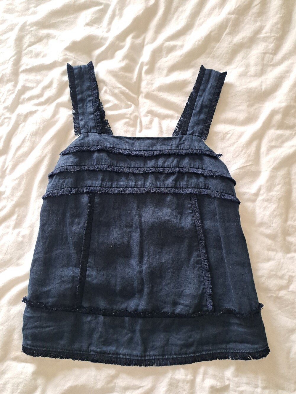 J. Crew Navy Tiered Fringe Tank Top